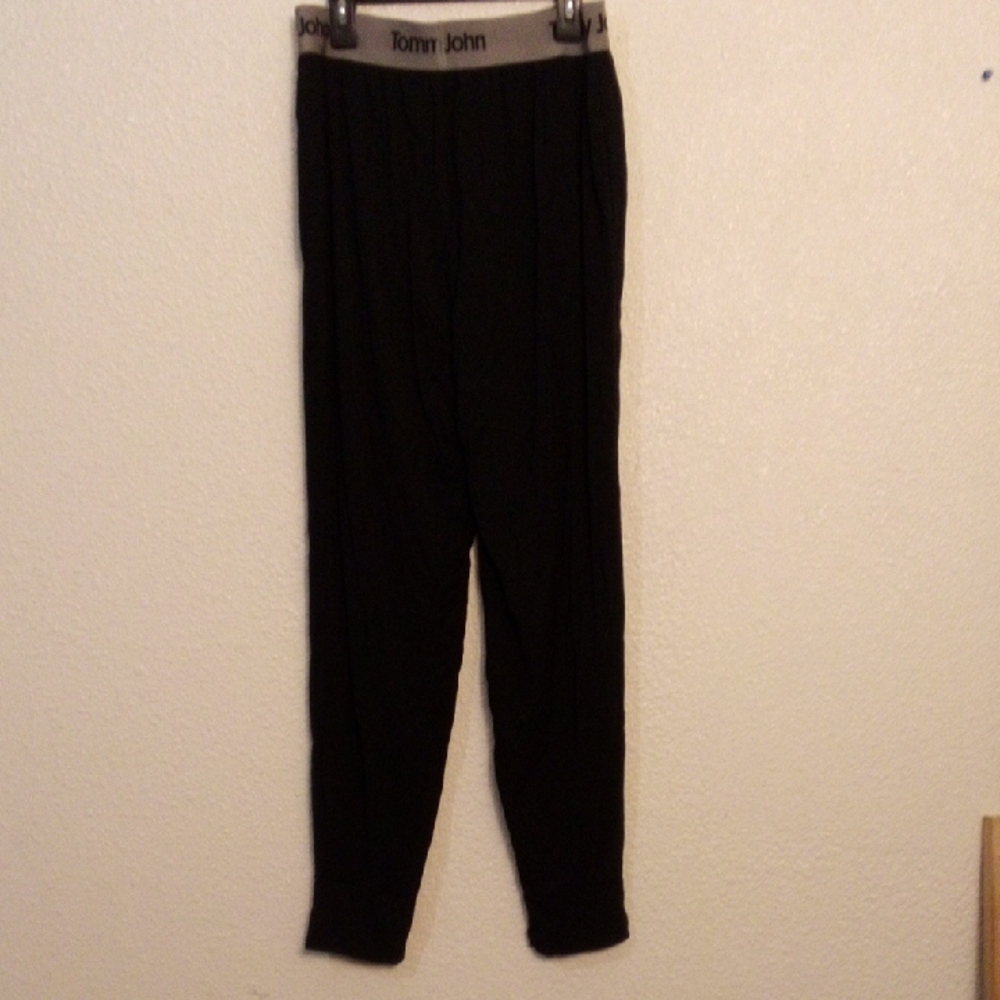 Tommy John Black Ribbed Thermal Long Johns with Gray Waistband - Picture 3 of 5